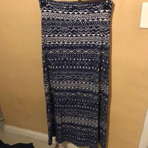 Long blue and white skirt